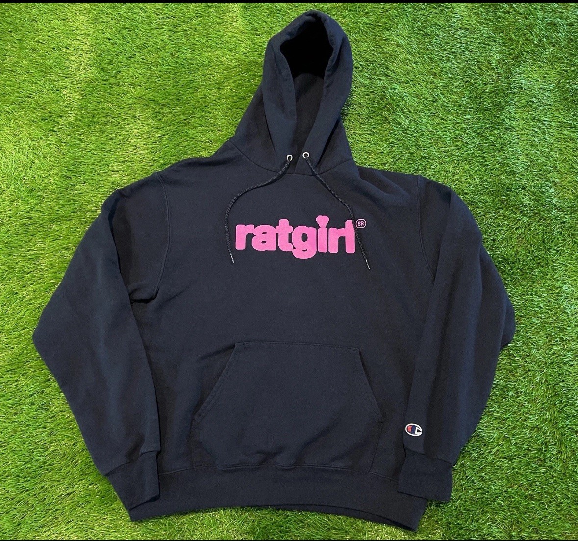 Stray Rats 'Ratgirl' Spell Out Champion Hoodie - Adult Size small