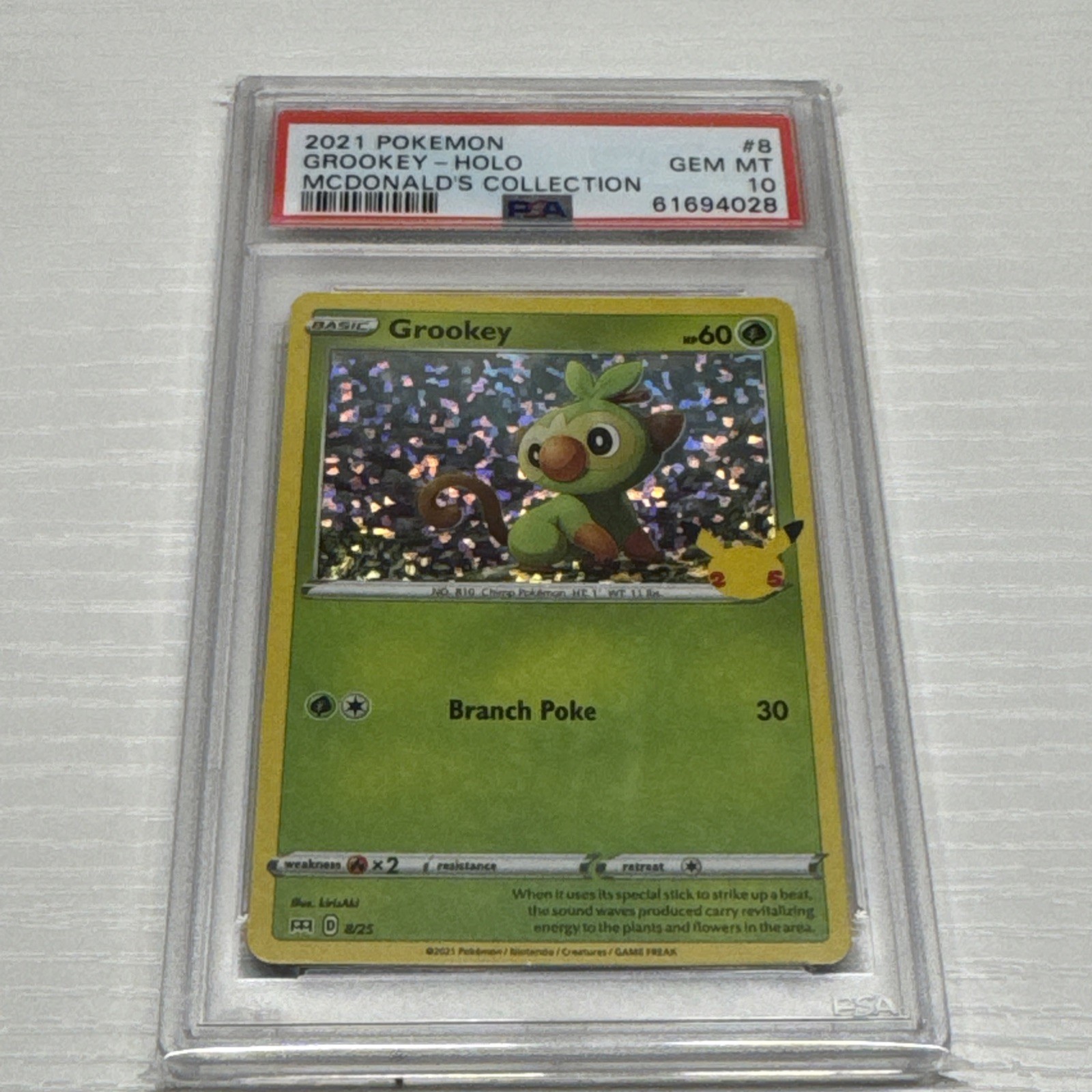 2021 POKEMON MCDONALD'S COLLECTION #8 GROOKEY-HOLO PSA 10