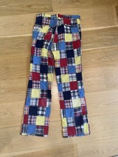 vintage patchwork plaid pants 70s hippy preppy 34x32.5 chambray