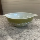Vintage Pyrex 444 Spring Blossom Green Crazy Daisy Cinderella Mixing Bowl 4 QT