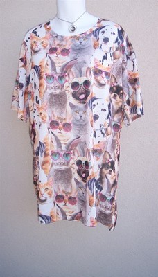 Cat Dog Bunny Rabbit NEW Nightshirt Nightgown plus size 2x 3x sleep knit tee B