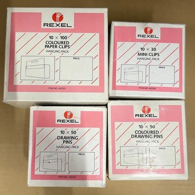 Rexel Office Stationery Set With Drawing Pins, Mini Clips And Clips