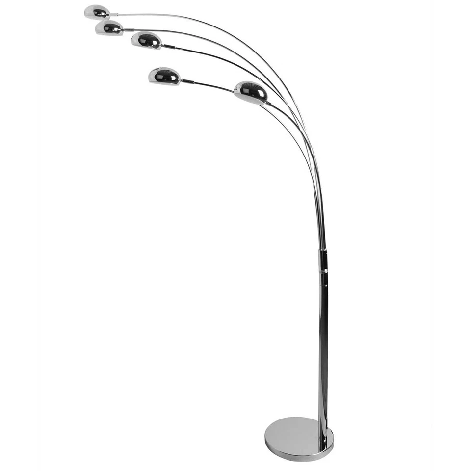 LED Floor Lamp Modern Dimmable Chrome Effect Adjustable Arms Warm White (H)1.6M