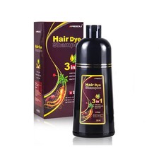 Black Hair Dye Shampoo 3 in 1 Herbal Grey Coverage for Men Women 500ml UK Stock