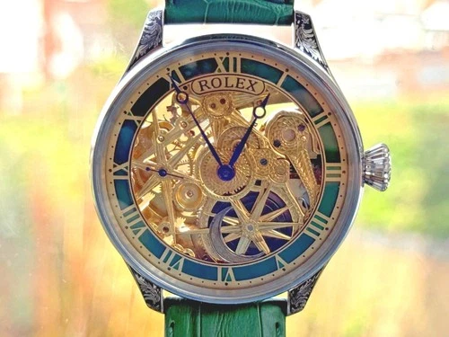 RARE VINTAGE ROLEX LEVER SKELETON MOVEMENT WATCH, NEW QUALITY CASE, SERVICED.