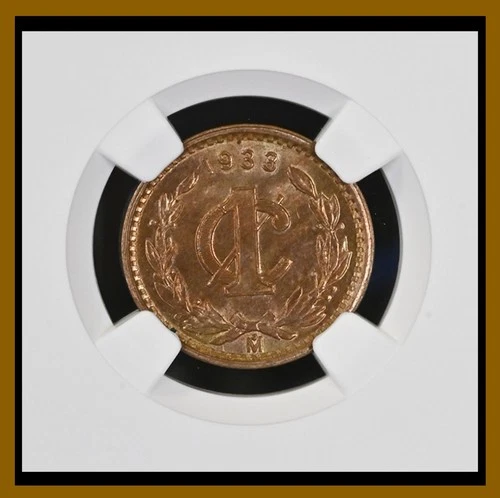 TOP POP, Mexico 1 Centavo Coin, 1933 MO NGC MS 66 RB