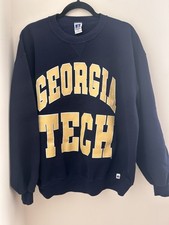 Vintage Russell Athletic GEORGIA TECH Crewneck Sweatshirt XL Blue 90s