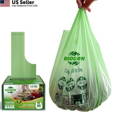 Compostable Trash Bags 1 Count Pack of 50 , 1.6 Gal, Handles Bags, 50