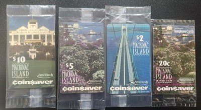 Ameritech Coin$aver Mackinac Island Phone Cards 1994 Complete Set $10 $5 $2 20¢
