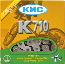 KMC K710 Kool Chain 1/2" x 1/8" 9.5mm Freestyle BMX Bike 112L Silver Black