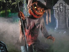 Animated Pumpkin Scarecrow 3 Ft Pop-Up Light-Up Halloween Prop Haunted House New