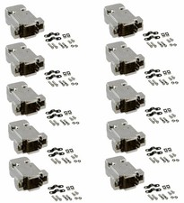 10 x DB9 D-SUB 9 Pin Serial Metalized Plastic Hood Shell Solder Connector Cover