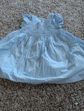Gymboree Girls 6-12M Blue Smocked Fit  Flare Dress Puff Sleeve Cotton