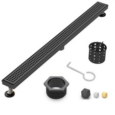 Linear Shower Drain  48 Inch AISI 304 Stainless Steel Shower Drain, Matte Bl...
