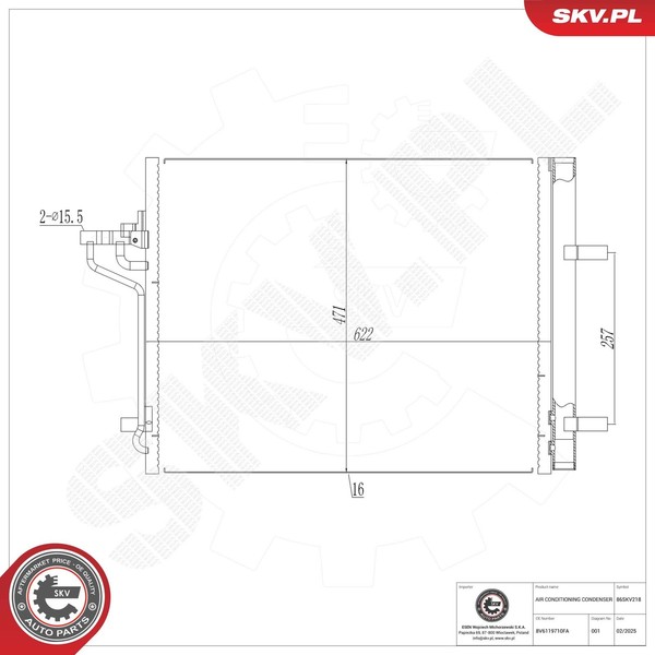 Kondensator Klimaanlage Esen SKV 86SKV218 Aluminium FüR Ford Focus 3 Turnier MAX-image