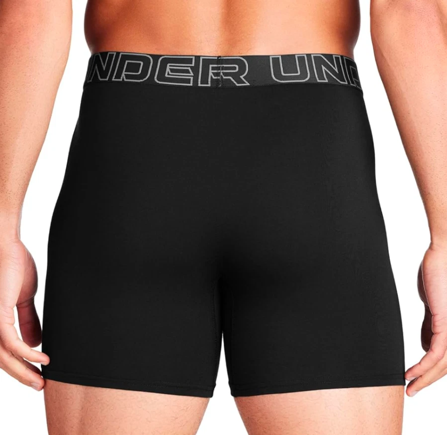 Cuecas boxer Under Armour masculinas pacote com 3 Boxerjock Performance Tech pretas médias - Imagem 2 de 4