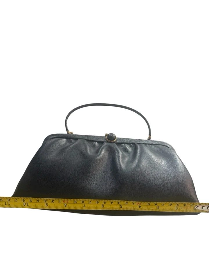 Bolso sin asas de cuero negro vintage Ande con asa para fiesta formal Foto 3 de 4