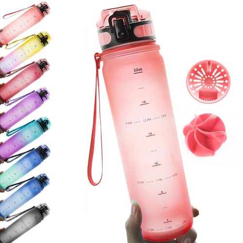 Coral Time-Track Insulated Water Bottle with Locking Lid