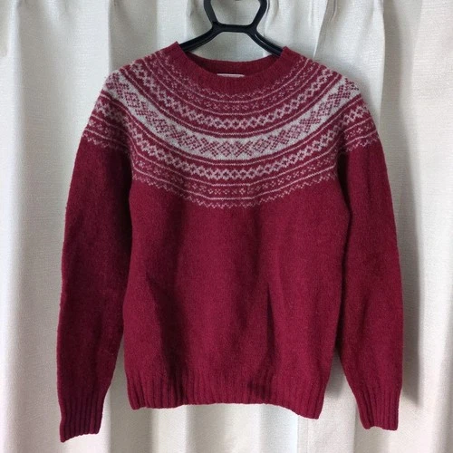 INVERALLAN VALLIS by FACTOTUM Fair Isle Knit Sweater Burgundy S - product listing photo