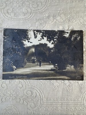 1911 Malmö Sweden RPPC Kungsparken Fountain | Mailed to Minneapolis | AKTA