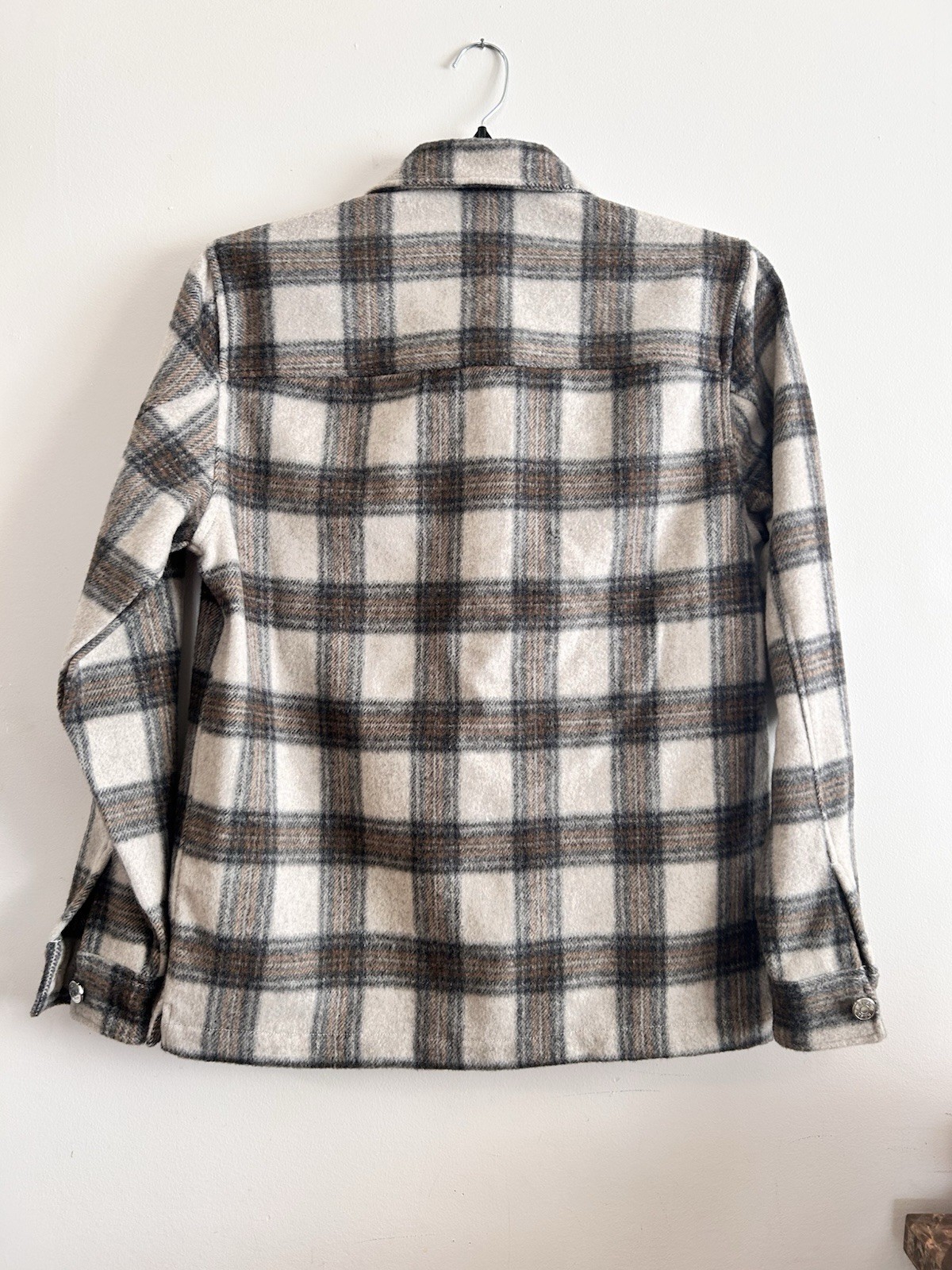 Reiss Avril Shacket Checked Button  Over shirt Jacket Beige Multi Size Small image 7