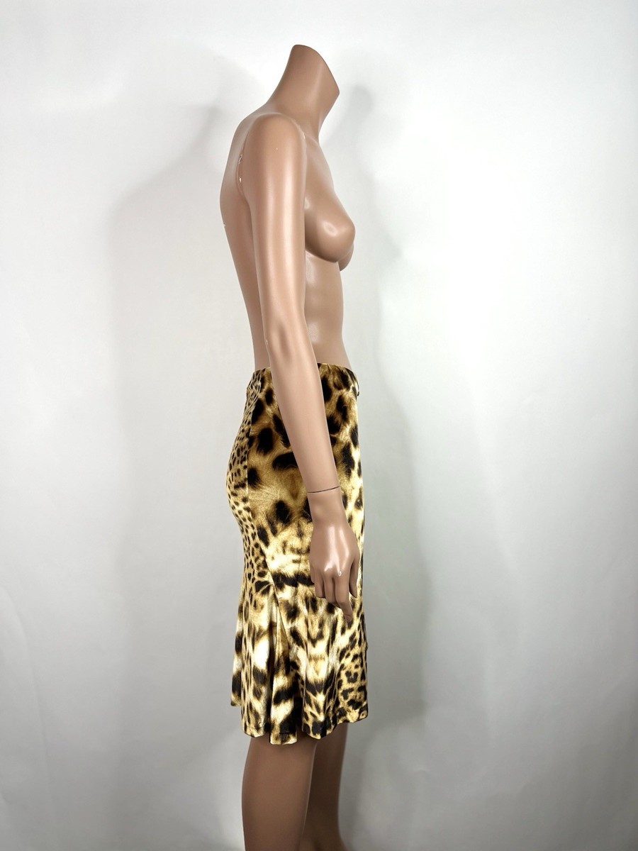 Vtg Roberto Cavalli Leopard Print Stretch Velvet Skirt XS | eBay