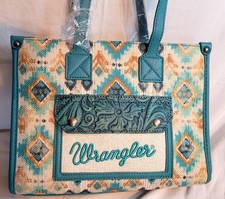 Wrangler Aztec Turquoise Western Crossbody Purse Boho Canvas NEW