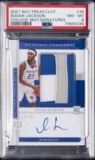 2021 NATIONAL TREASURES ROOKIE AUTO PATCH #36 ISAIAH JACKSON RC 8/35 PSA 8 POP 1
