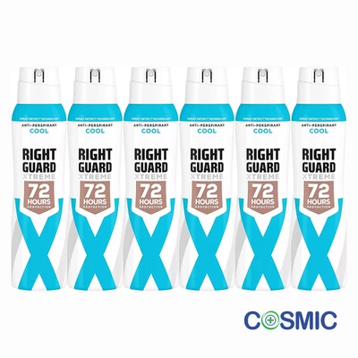 6 X Right Guard Anti-Perspirant Deodorant Women Xtreme Cool 150ml
