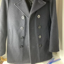 Vintage Schott NYC Wool Peacoat, Navy Blue, Size 34