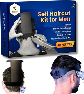 Self Haircut Kit for Men | 2Pcs SelfCut Guide Men: Neckline Shaving Black 