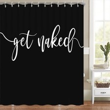 Get Naked Shower Curtain Set Simple Funny Letters Print Shower Curtains Moder...