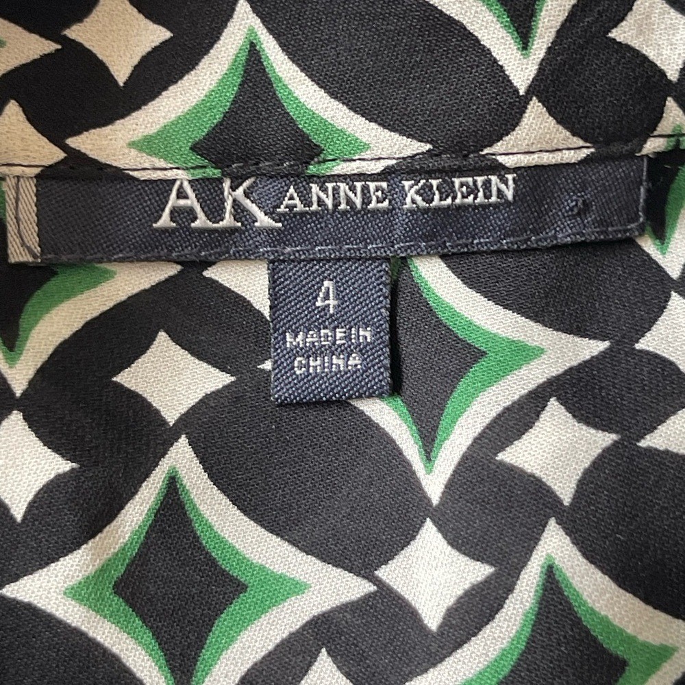 Anne Klein Patterned Silk Button Down Blouse Size… - image 3