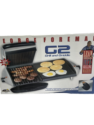 George Foreman G2 Griddle / Grill COMBO GF20G -w/ Drip Trap- Large Cooking Area