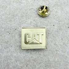 Vintage Square Gold Tone Metallic CAT Caterpillar Heavy Equipment Logo Pin