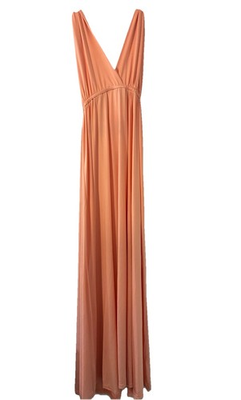 #ad Peach Halter Maxi Dress Womens Small Medium Tie Back Deep V Flowy Boho Beach $39.00