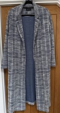 Marks & Spencer M&S Collection Women?s Blue/White Check Tweed Long Open Coat 20