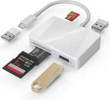 5-in-1 SD Card Reader USB-C and USB Adapter with SD, MicroSD, MS, and Dual USB-A