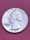 1957 WASHINGTON SILVER QUARTER 90% Scarce Lot #34