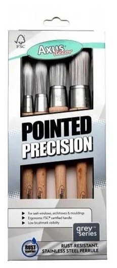 Axus Grey Series Pointed Precision Brush Set - 4 Pack