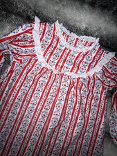 Lanz of Salzburg Girls Flannel Nightgown Red Tyrolean Hearts Gown Size 5