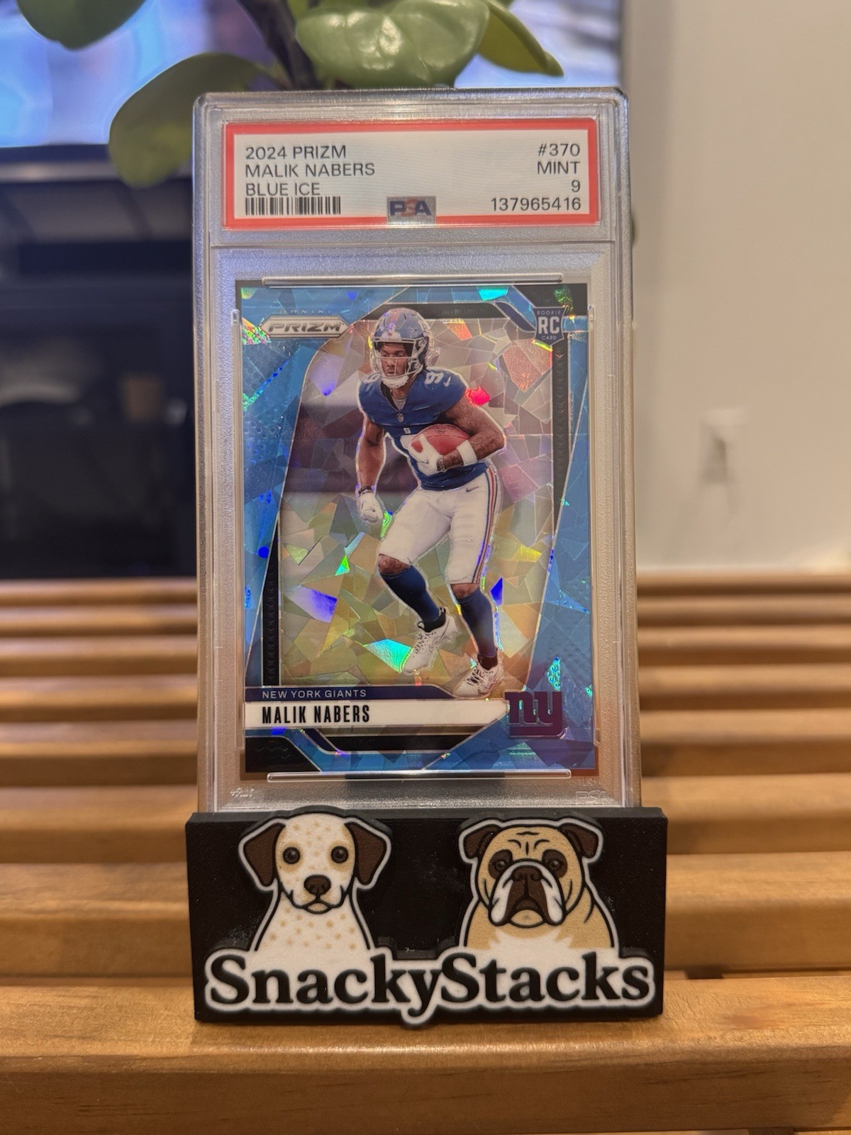 2024 Panini Prizm Rookies Malik Nabers #370 Blue Ice Prizm /99 (RC) PSA 9