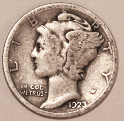 1923-P Mercury Dime - Fine - #3878ED FREE SHIPPING