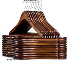 Wooden Hangers 30 Pack, Solid Wood Coat Hanger Heavy Duty, Smooth Finish Bulk Wo