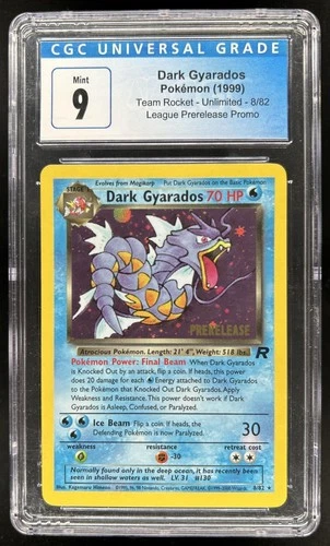 1999 Pokemon Team Rocket Dark Gyarados League Prerelease Promo #8/82 CGC 9