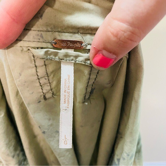Free People Ripstop Parachute Bomber Jacket Small Green Marbled image 8
