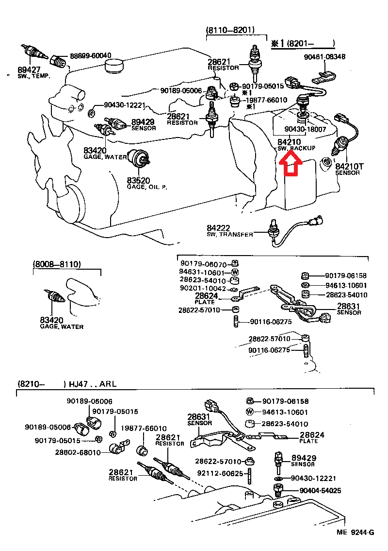 82 89 TOYOTA PICKUP DLX SR5 REVERSE BACK UP LIGHT SWITCH OEM BRAND