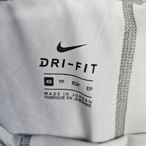 Nike Pro Dri-FIT Training Shorts Boy's XS Compression Athletic Gray White Swoosh - Picture 7 of 9