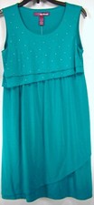 CHRISTMAS Epic Threads Girls L Teal Dress with Silver Studs Layered
