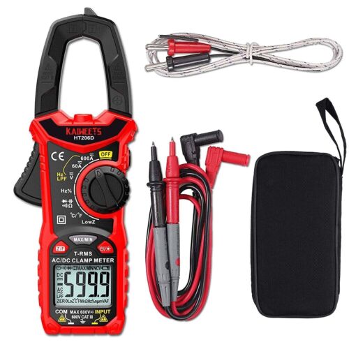 Digital Clamp Meter AC/DC Current True RMS 6000 Counts Meter Red KAIWEETS HT206D - Picture 1 of 11